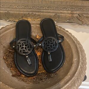 Black Sandals with Cutout Design